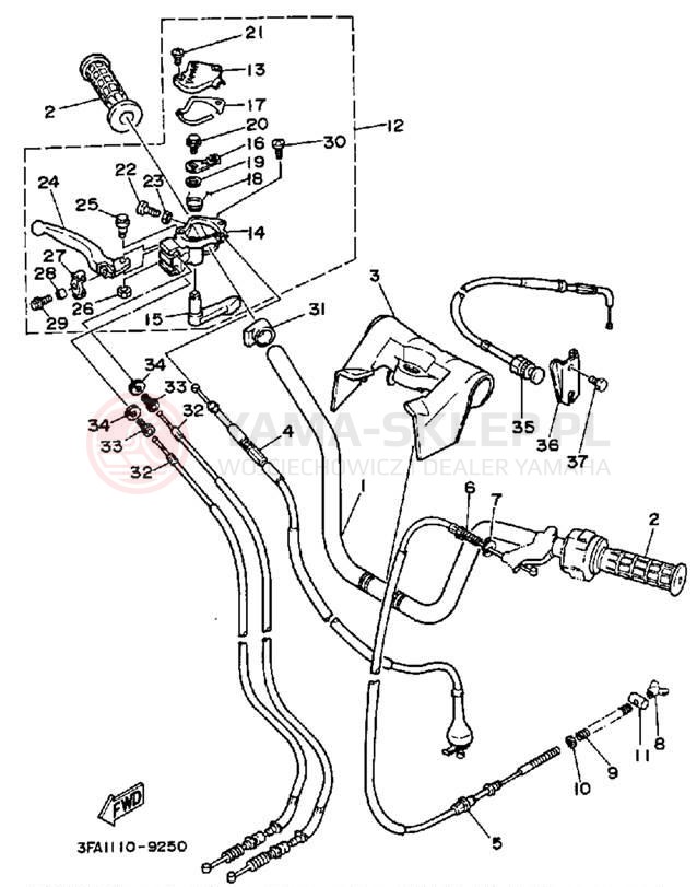 Schemat "Kierownica i osprzęt" do Yamaha BREEZE YFA1B