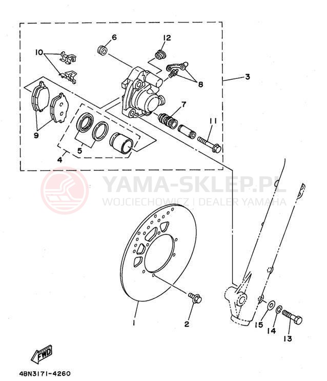 Schemat "Układ hamulcowy przód" do Yamaha RT180K