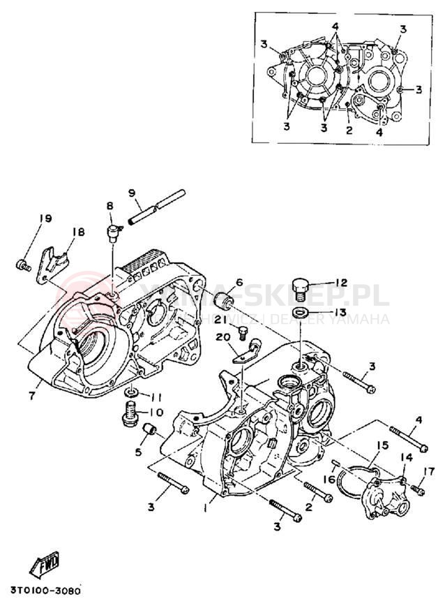 Schemat "Obudowa silnika" do Yamaha RT100A