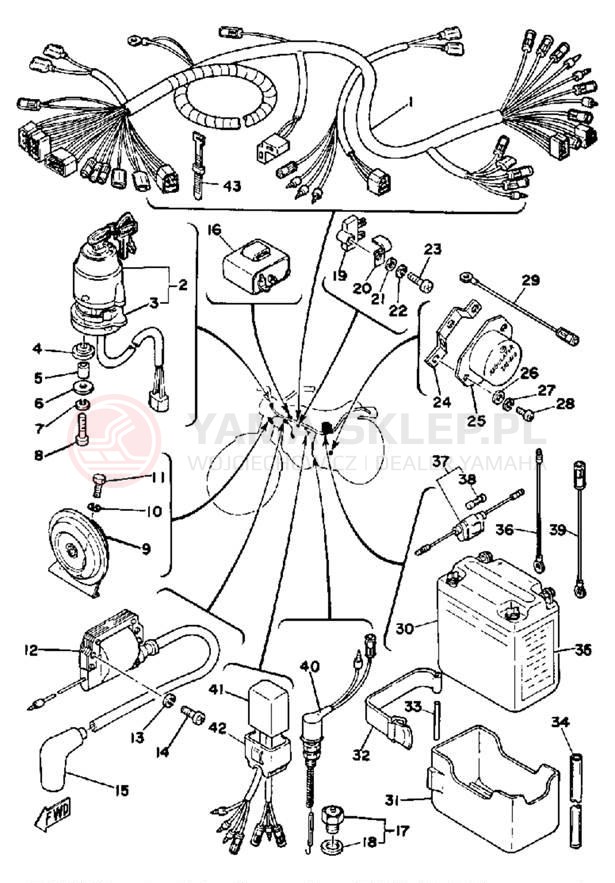 Schemat "układ elektryczny" do Yamaha DT175F