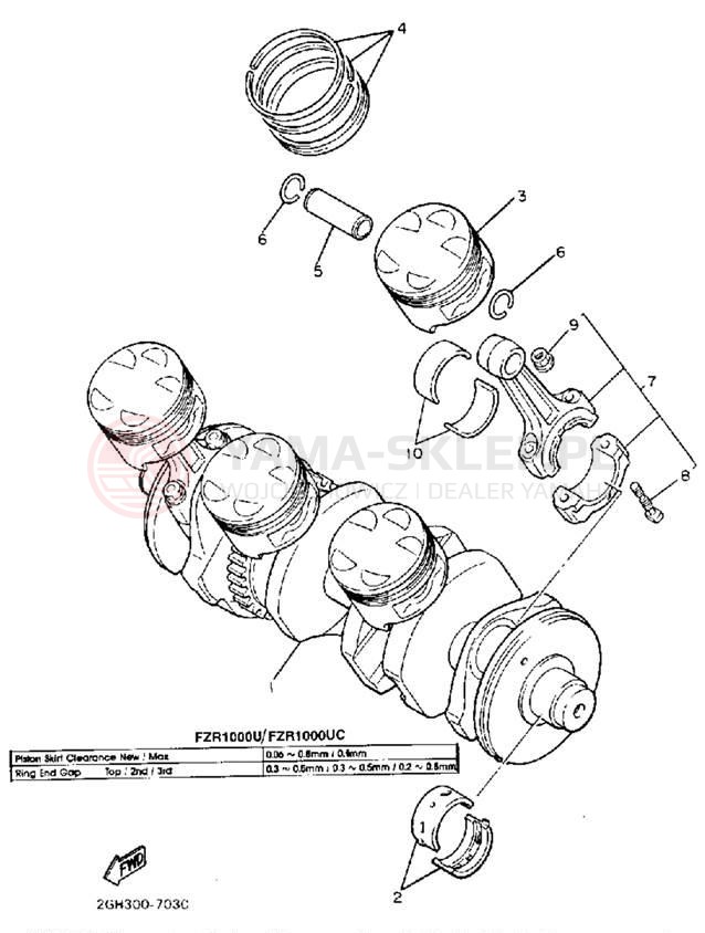 Schemat "Wał korbowy, tłok" do Yamaha FZR1000U/FZR1000UC