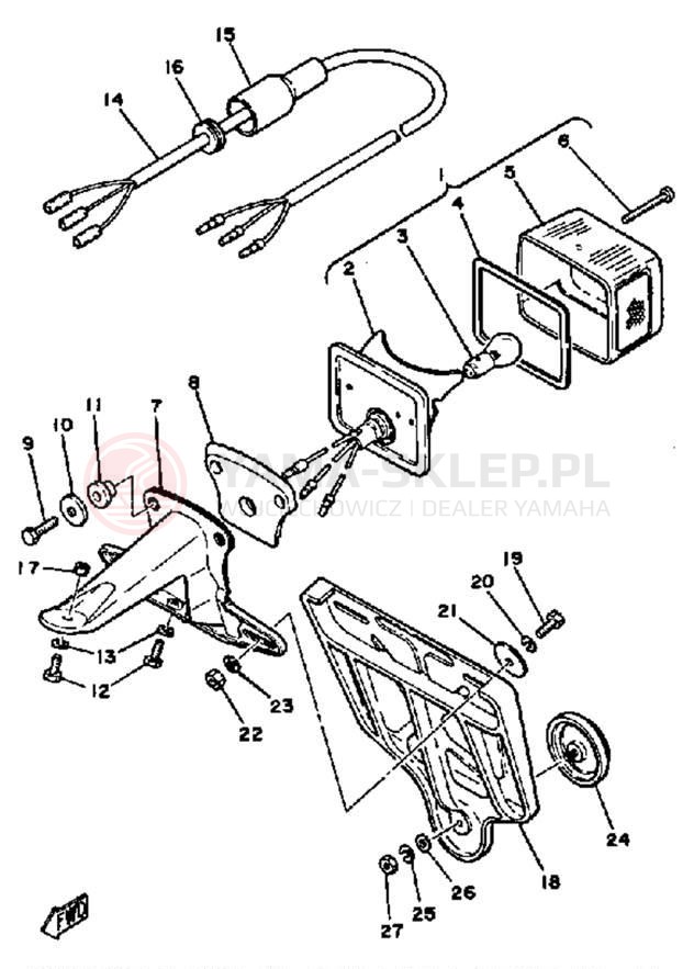 Schemat "lampa tył" do Yamaha DT100H