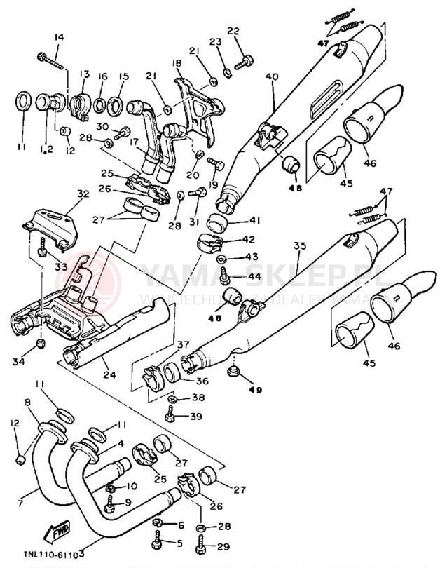 Schemat "Wydech końcowy" do Yamaha XVZ13DSC/XVZ13DS