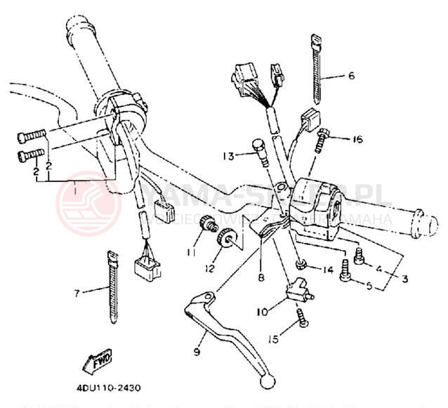 Schemat "Kierownica i osprzęt" do Yamaha SECA II XJ600SE/XJ600SEC