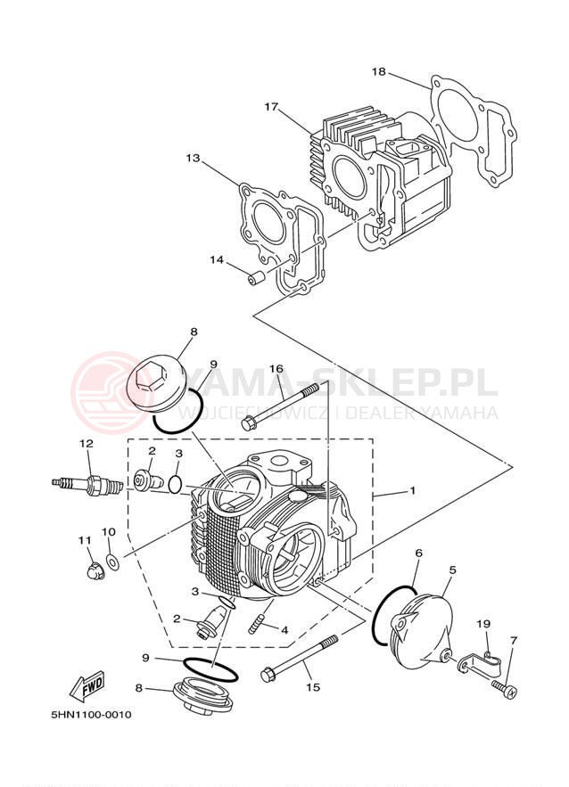 Schemat "głowica" do Yamaha TTR90 TTR90M/TTR90MC