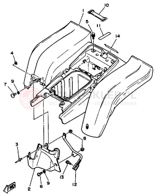 Schemat "Tylny błotnik" do Yamaha BLASTER YFS200U