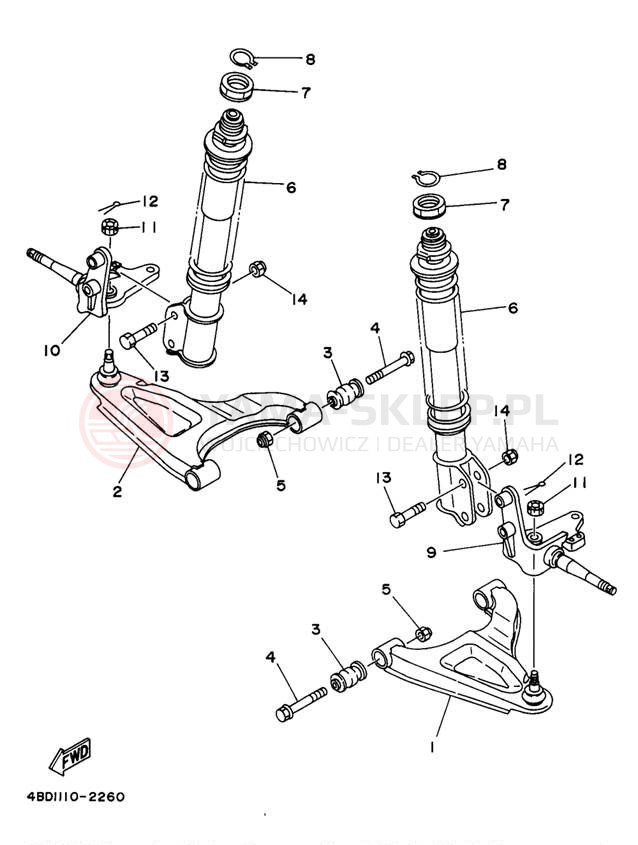 Schemat "Koło przód" do Yamaha TIMBERWOLF 2WD YFB250UJ