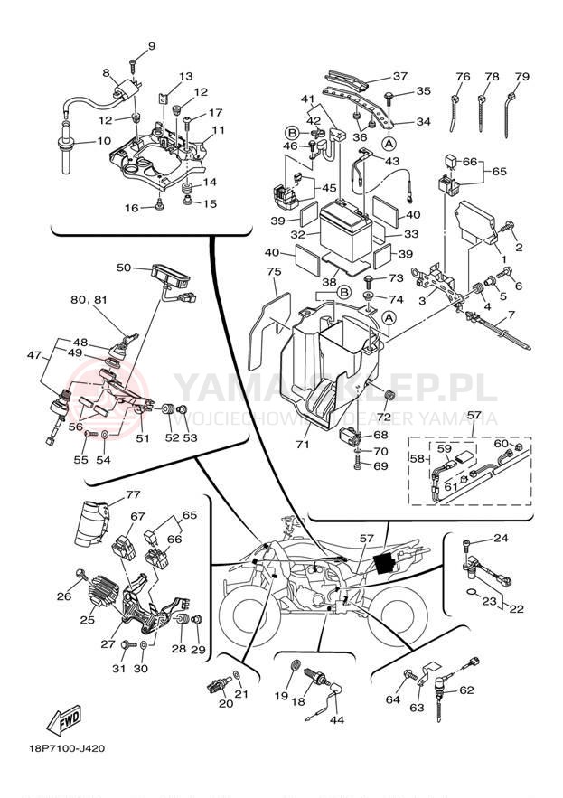 Schemat "układ elektryczny" do Yamaha YFZ450X YFZ450XAL