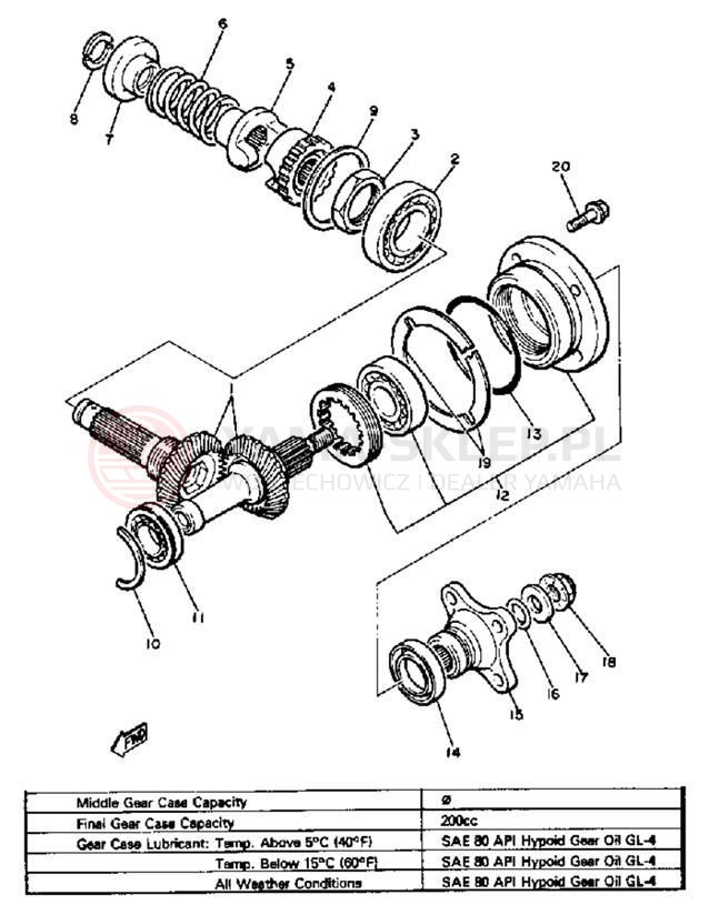 Schemat "Przeniesienie napędu" do Yamaha XJ650 XJ650H