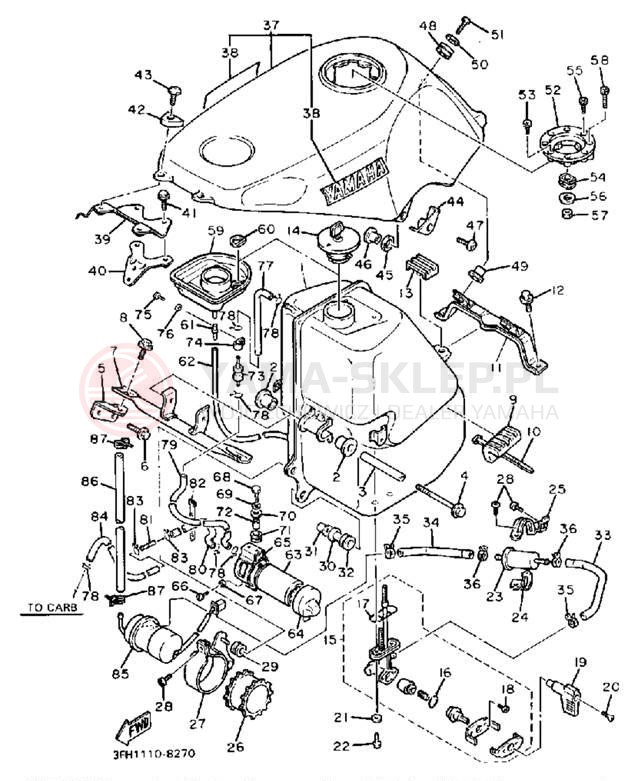 Schemat "zbiornik paliwa" do Yamaha FZR400SWC