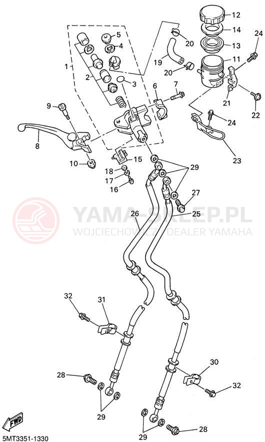 Schemat "Pompa hamulcowa przednia" do Yamaha YZFR6 YZFR6NC/YZFR6N