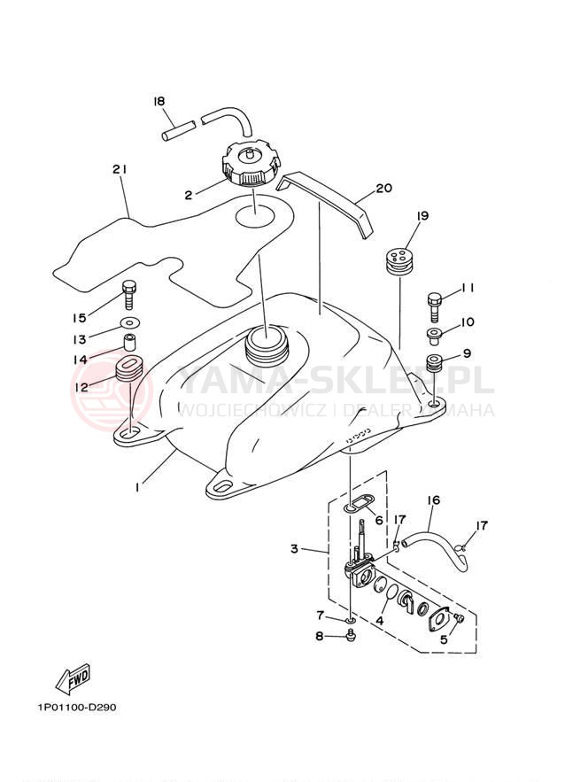 Schemat "zbiornik paliwa" do Yamaha BRUIN 250 2WD YFM25BV