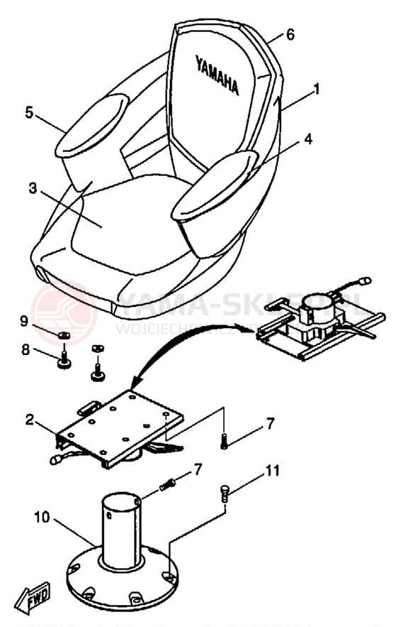 Schemat "SWIVEL SEAT" do Yamaha XR1800 XRT1200Y
