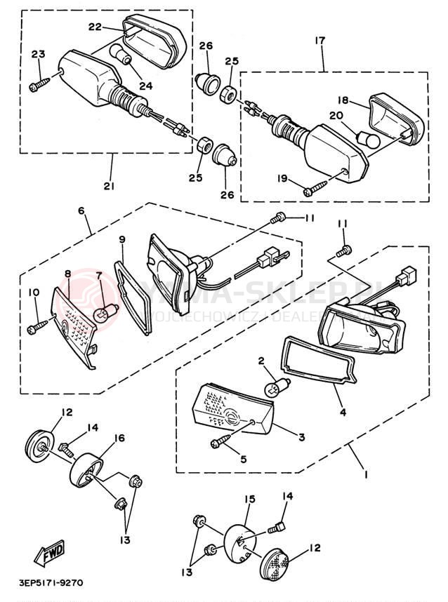 Schemat "kierunkowskazy" do Yamaha RAZZ SH50L