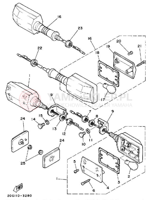 Schemat "kierunkowskazy" do Yamaha RIVA 50 CA50S