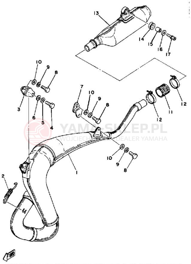 Schemat "Wydech końcowy" do Yamaha YZ400F