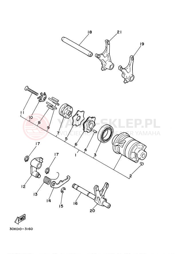Schemat "Wodziki, automat" do Yamaha XT350 XT350M/XT350MC