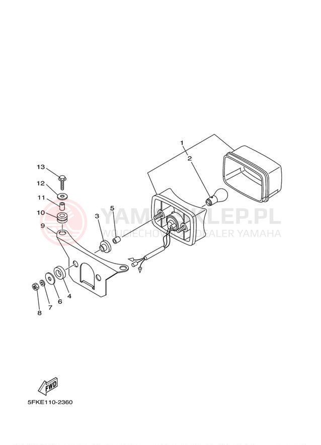 Schemat "lampa tył" do Yamaha BANSHEE YFZ350V
