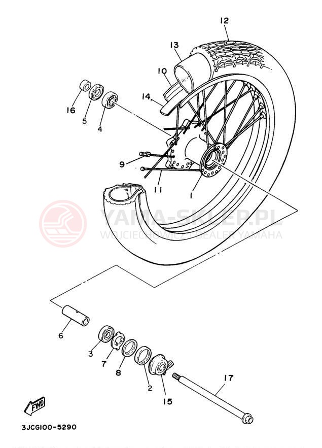 Schemat "Koło przód" do Yamaha VIRAGO 535 XV535K/XV535KC