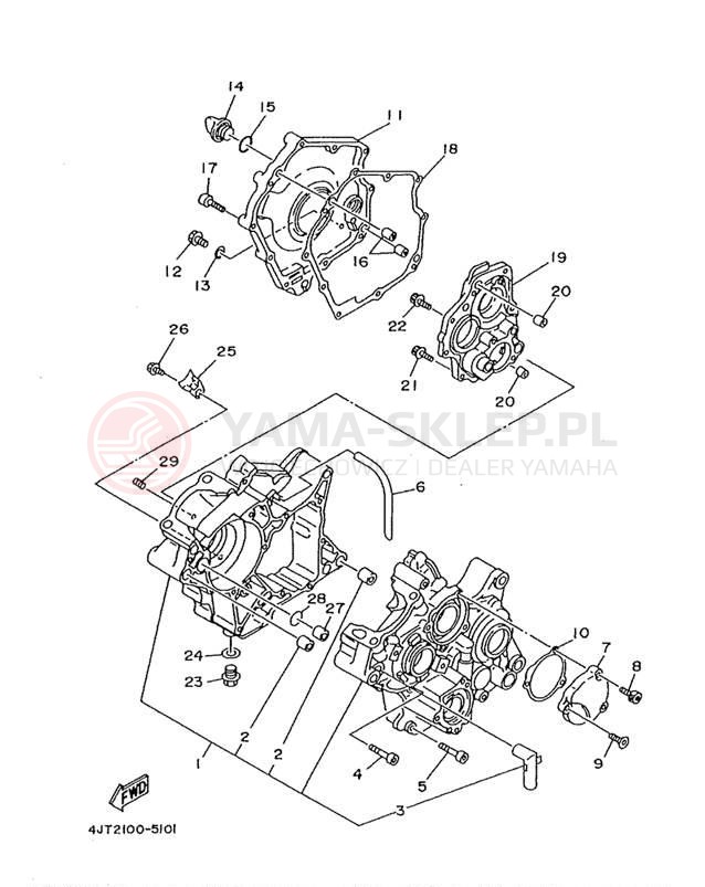 Schemat "Obudowa silnika" do Yamaha TZ125 TZ125