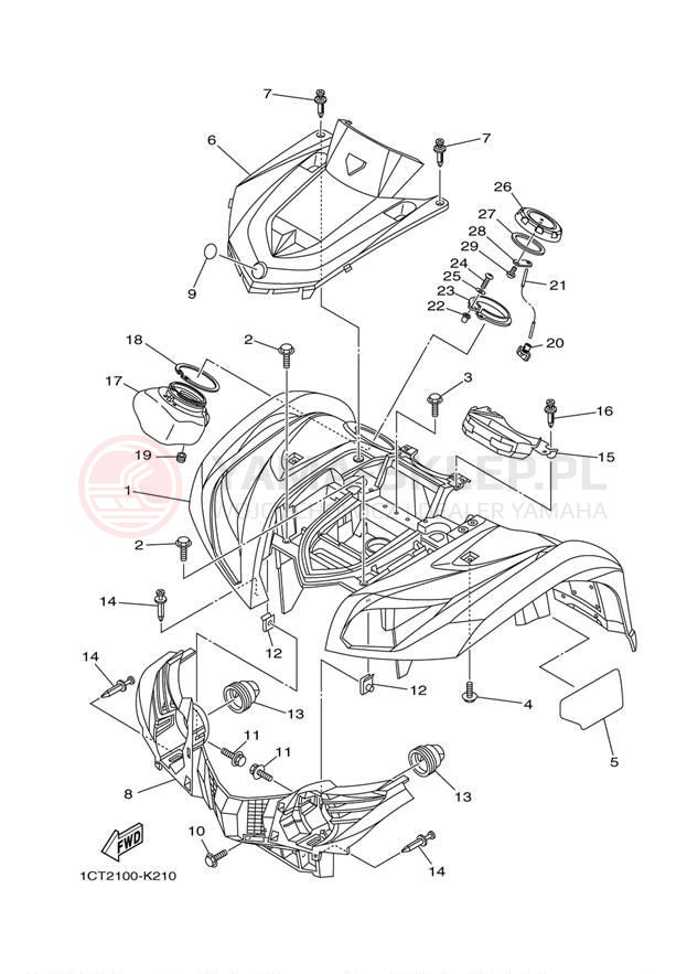 Schemat "Przedni błotnik" do Yamaha GRIZZLY 450 EPS 4WD YFM45FGPDL