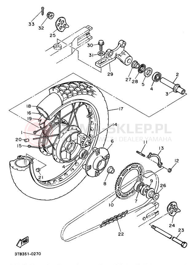 Schemat "Koło tył" do Yamaha XT600EBC/XT600EB