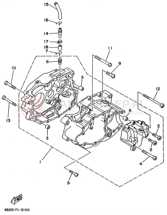 Schemat "Obudowa silnika" do Yamaha YFB250UH