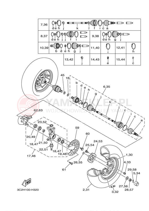 Schemat "Koło przód" do Yamaha WOLVERINE 450 4WD YFM45FXZW