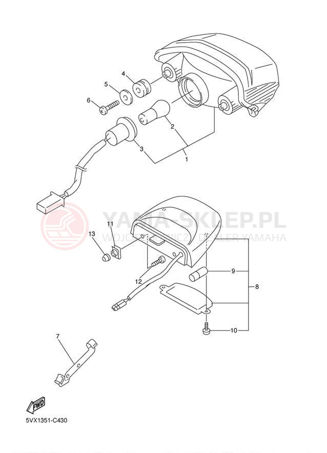 Schemat "lampa tył" do Yamaha FZ6 FZ600SSC/FZ600SS