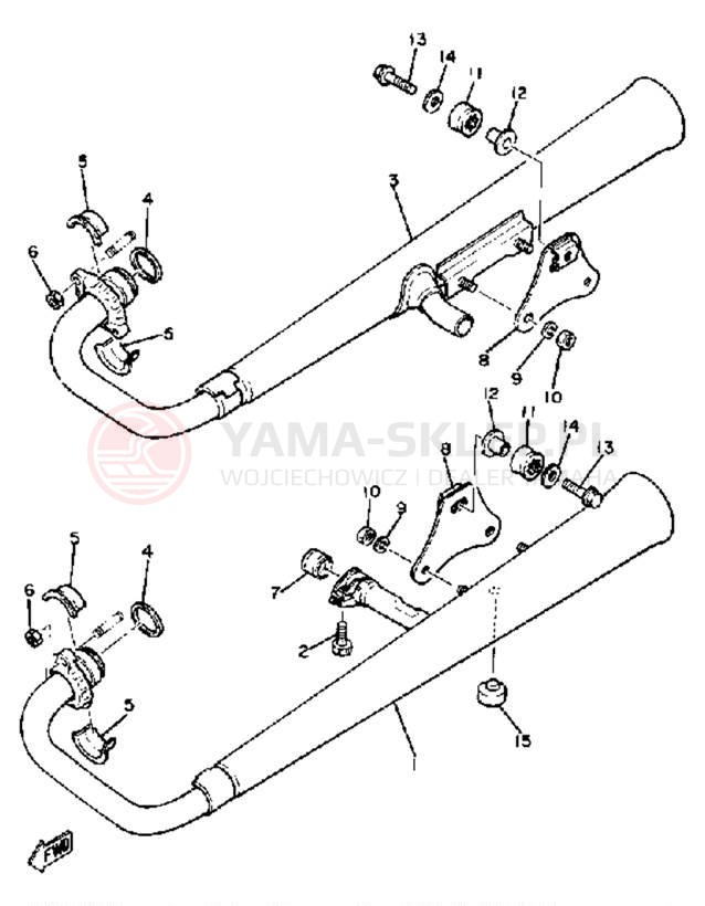 Schemat "Wydech końcowy" do Yamaha XS400SH