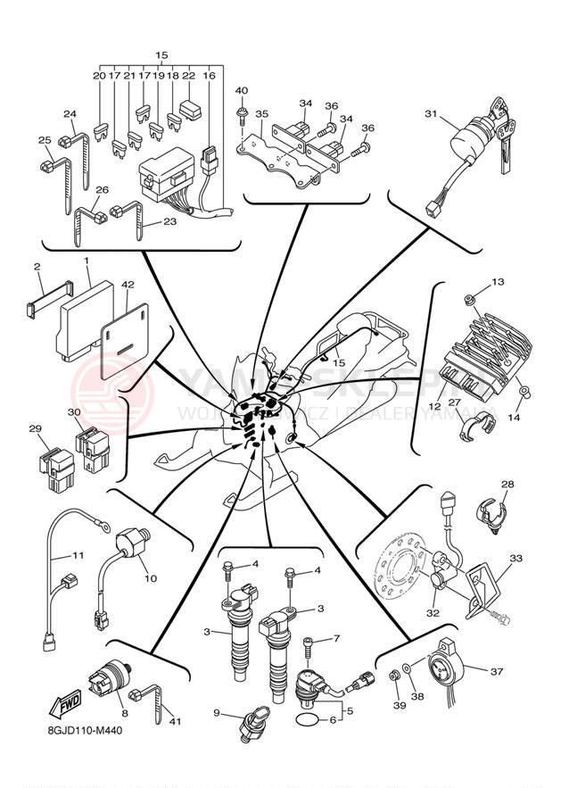 Schemat "układ elektryczny" do Yamaha VENTURE LITE PZ50VTDR