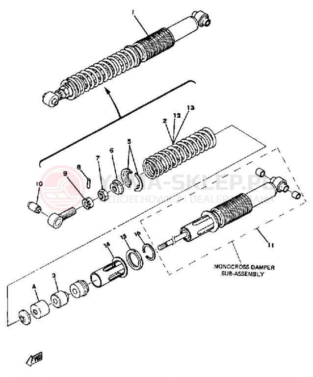 Schemat "Amortyzator tylny" do Yamaha YZ125A