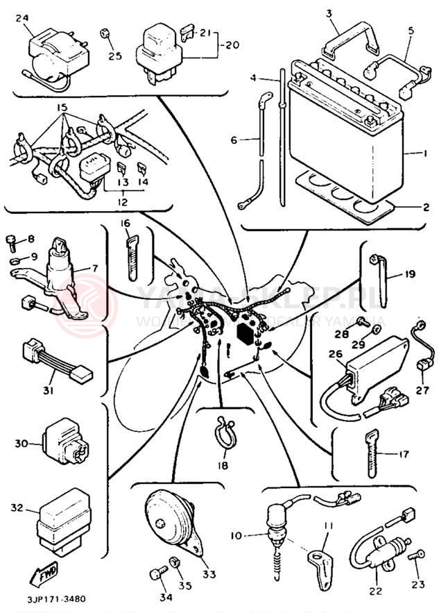 Schemat "układ elektryczny" do Yamaha V-MAX 1200 VMX12E/VMX12EC