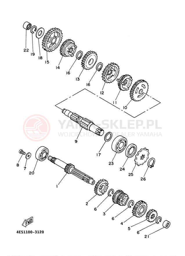 Schemat "Skrzynia biegów " do Yamaha YZ80 YZ80M1