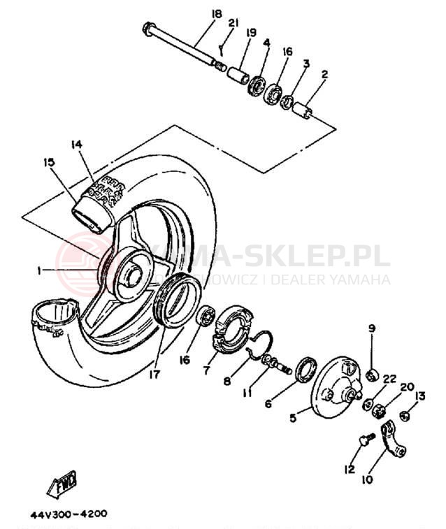 Schemat "Koło przód" do Yamaha Y-ZINGER PW50T