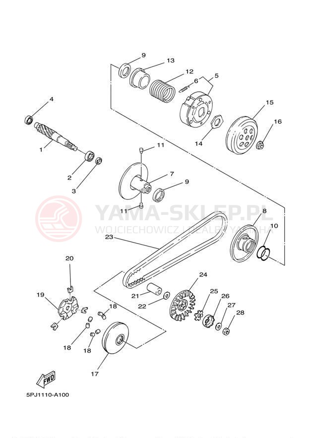 Schemat "sprzęgło" do Yamaha ZUMA YW50S