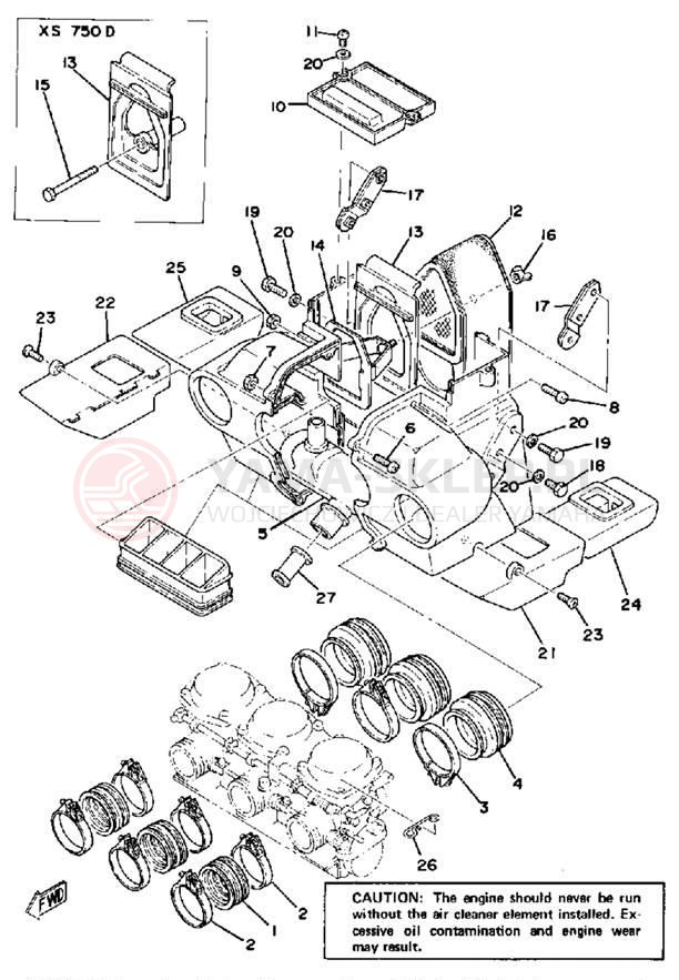 Schemat "Wtrysk paliwa" do Yamaha XS750-2D/XS750D