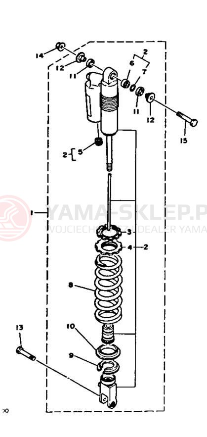 Schemat "zawieszenie tył" do Yamaha YZ250 YZ250B1