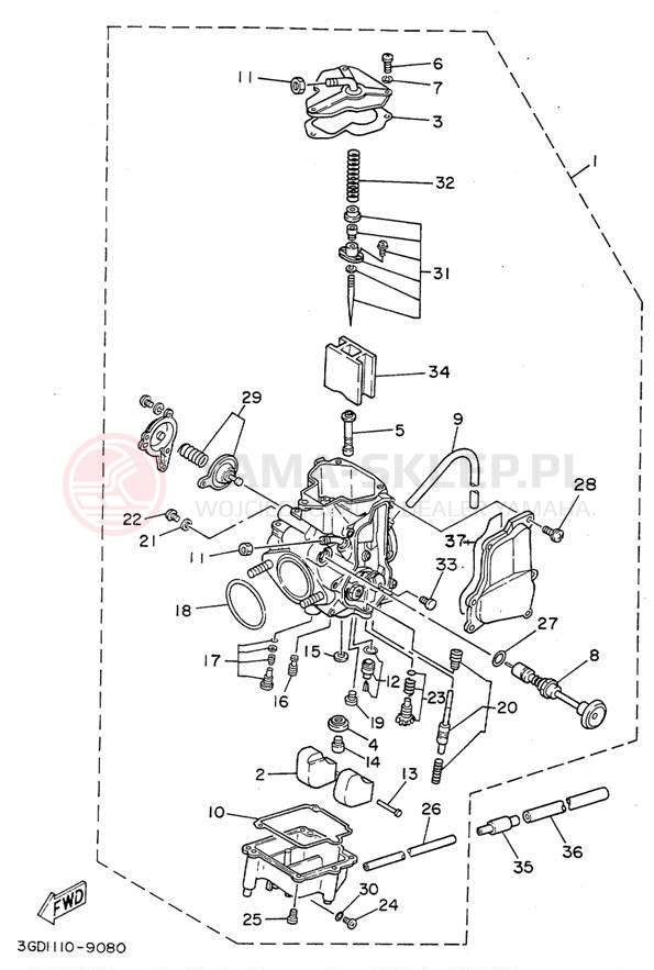 Schemat "Gaźnik" do Yamaha YFM350XD