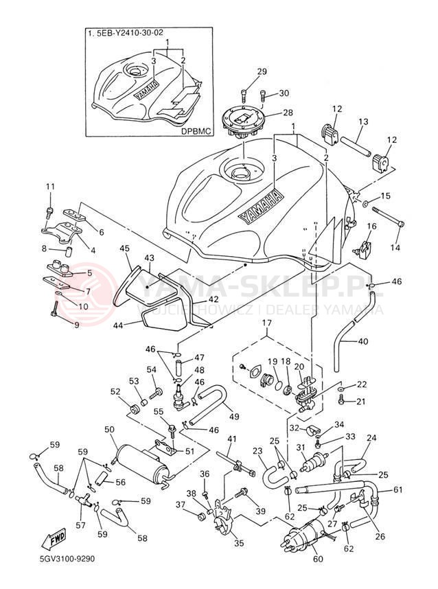 Schemat "zbiornik paliwa" do Yamaha R6 YZFR6LC/YZFR6L