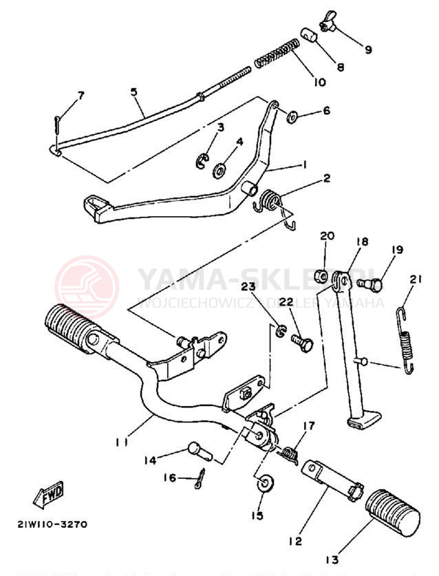 Schemat "Stopka postojowa i podnóżki" do Yamaha Y-ZINGER PW80K