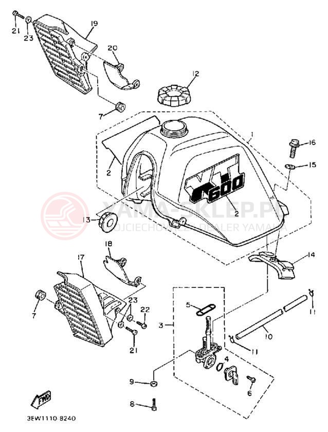 Schemat "zbiornik paliwa" do Yamaha XT600W/XT600WC