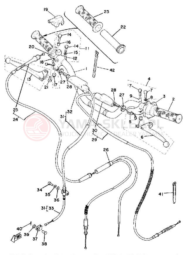 Schemat "Kierownica i osprzęt" do Yamaha TY175C