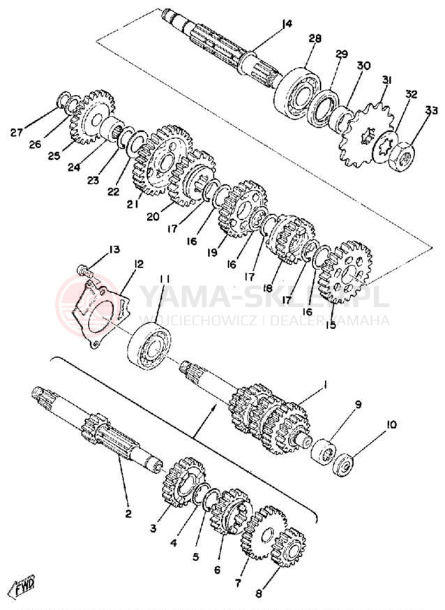 Schemat "Skrzynia biegów " do Yamaha RS100B