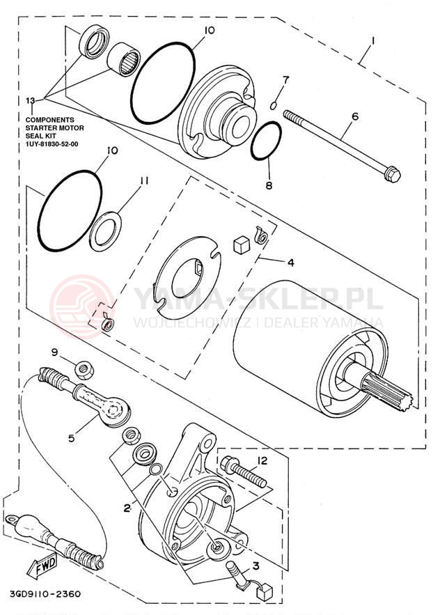 Schemat "rozrusznik" do Yamaha YFM350XD
