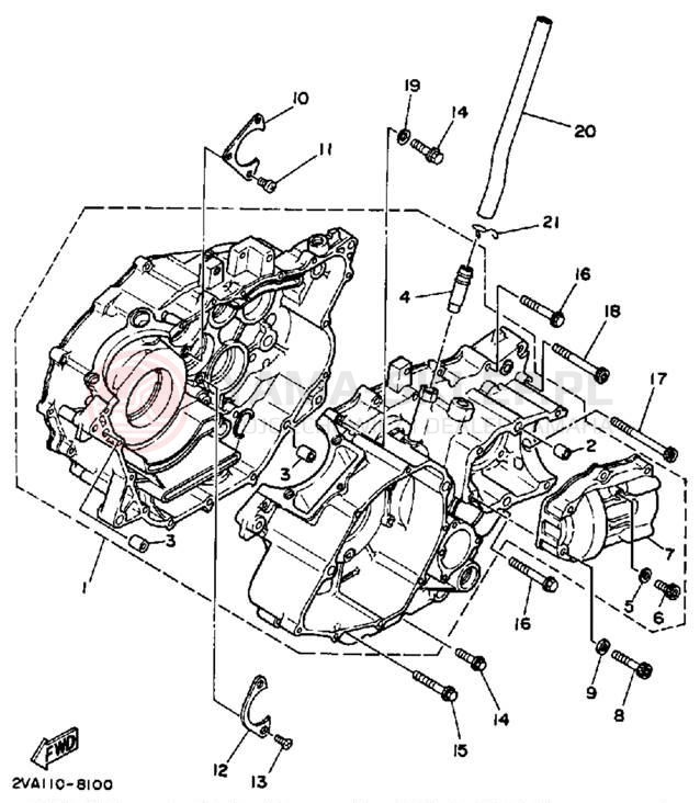 Schemat "Obudowa silnika" do Yamaha MOTO-4 YFM350ERU