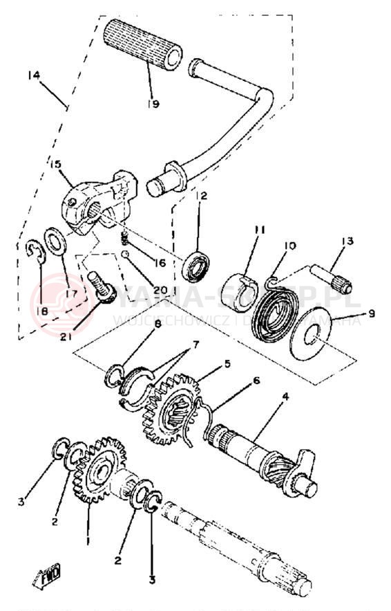 Schemat "kopniak" do Yamaha DT100F