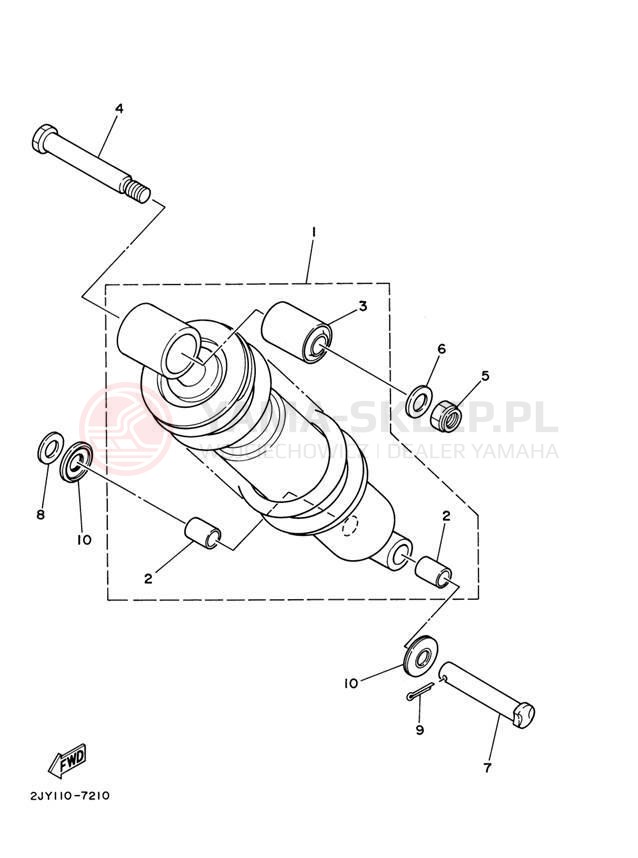 Schemat "zawieszenie tył" do Yamaha TW200 TW200S/TW200SC