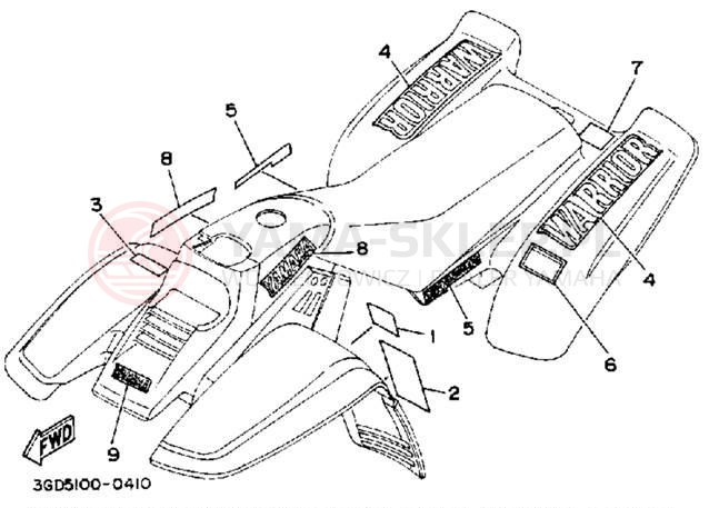 Schemat "naklejki" do Yamaha YFM350XD