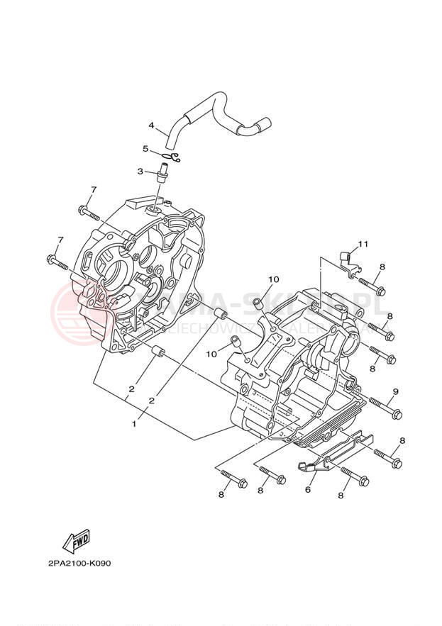 Schemat "Obudowa silnika" do Yamaha RAPTOR 125 YFM125RDW/YFM125RDL